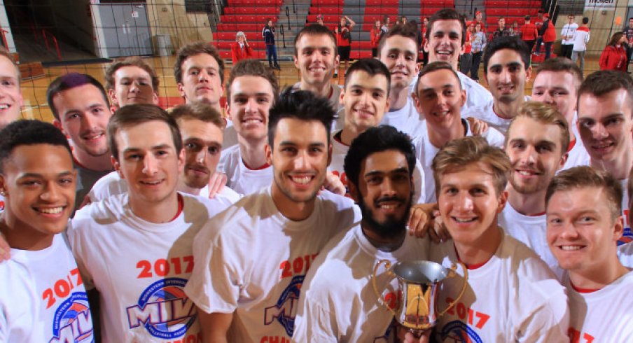 Ohio State men's volleyball after winning the MIVA Conference Championship.