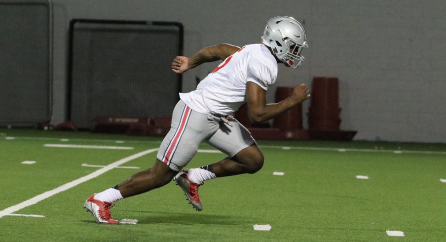 Baron Browning goes through a spring practice. 