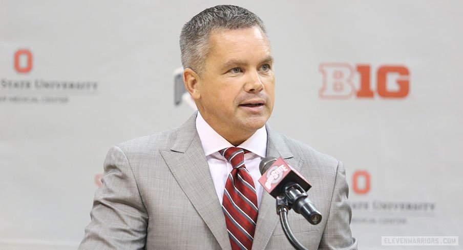 New Ohio State coach Chris Holtmann takes the podium for the first time. 