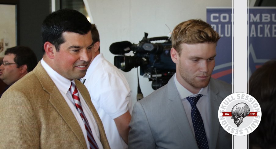 Ohio State quarterbacks coach RYan Day and freshman gunslinger Tate Martell check dat ass for the June 26 2017 Skull Session