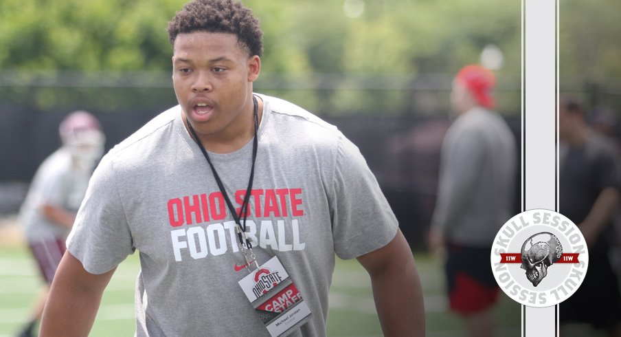 Ohio State offensive lineman Michael Jordan coaches the July 4th 2017 Skull Session