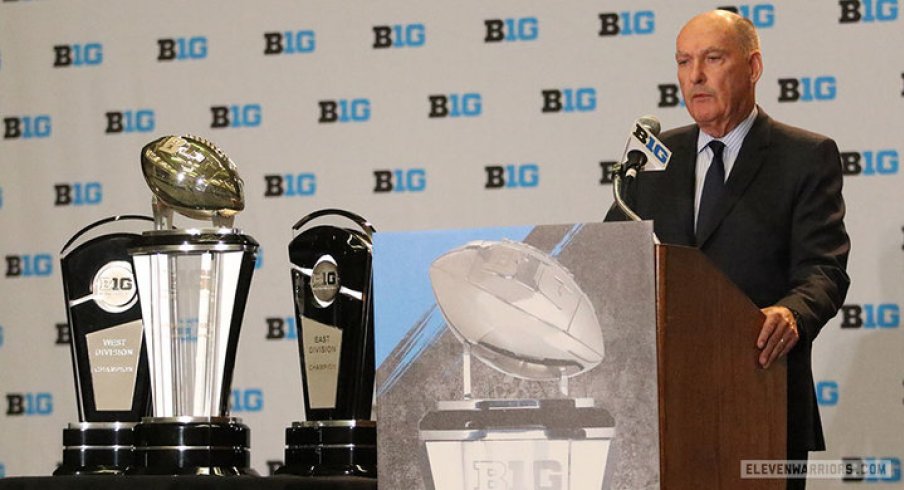 Jim Delany speaks at Big Ten media day.