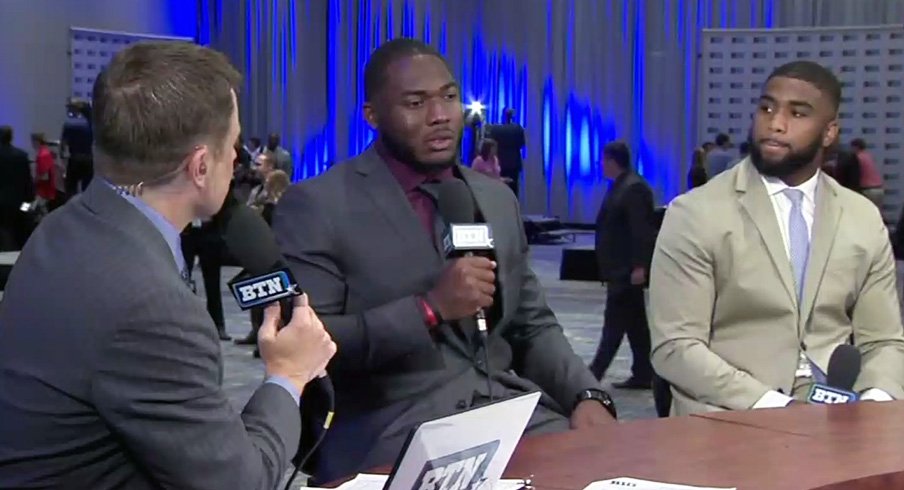 Tyquan Lewis and Chris Worley speaking to BTN's Dave Revsine at Big Ten Football Media Days in Chicago