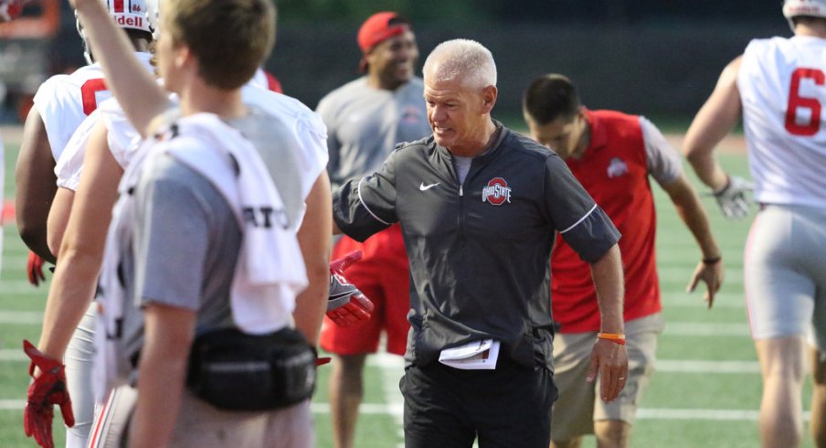 Kerry Coombs was as enthusiastic as ever as Ohio State opened practice on Thursday.