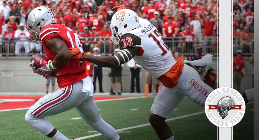 K.J. Hill runs by a Bowling Green Eagle for the July 29 2017 Skull Session