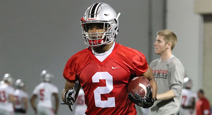 Running Back J.K. Dobbins Becomes First True Freshman From the Class of  2017 to Lose His Black Stripe