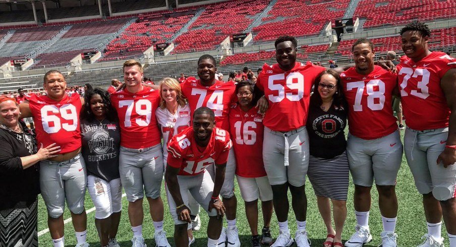 The Ohio State football team and family at Team Photo Day