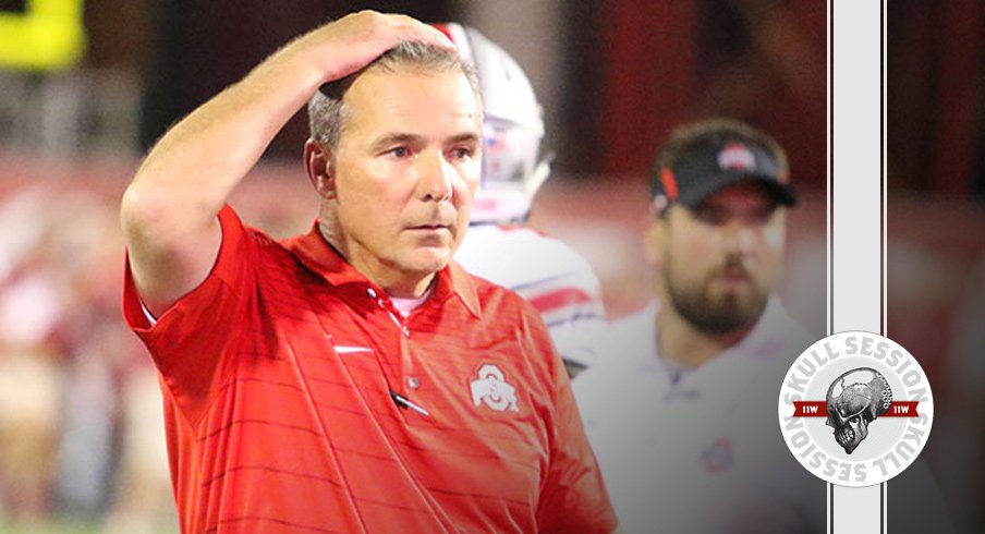 Urban Meyer brushes his hairline back for the September 1st 2017 Skull Session