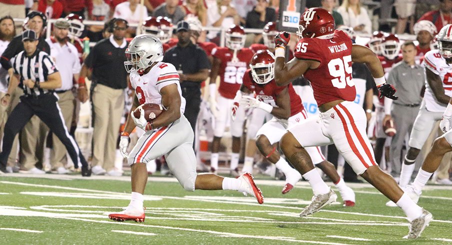 J.K. Dobbins racked up 181 rushing yards in his collegiate debut.