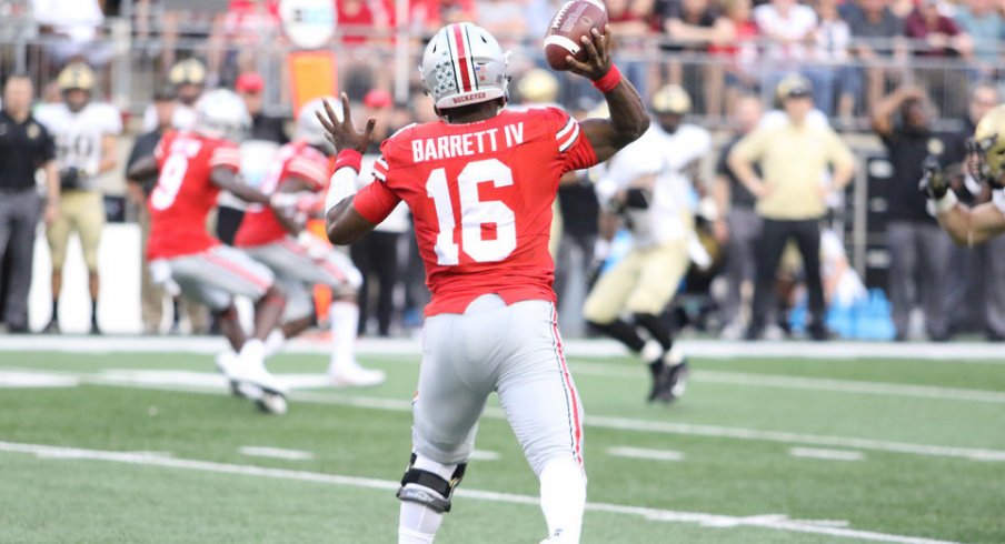 Most of J.T. Barrett's 30 pass attempts against Army were wide receiver screens.