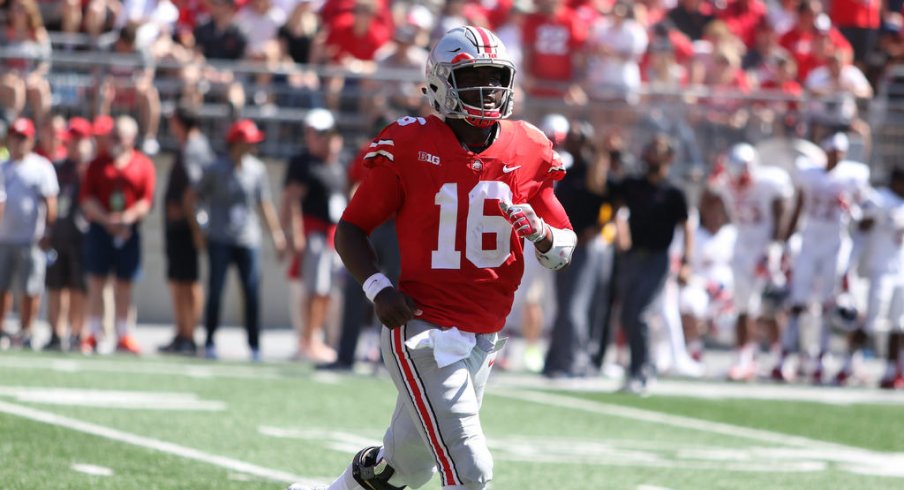 J.T. Barrett had a very strong showing against UNLV, but how did it compare to those of Dwayne Haskins and Joe Burrow?