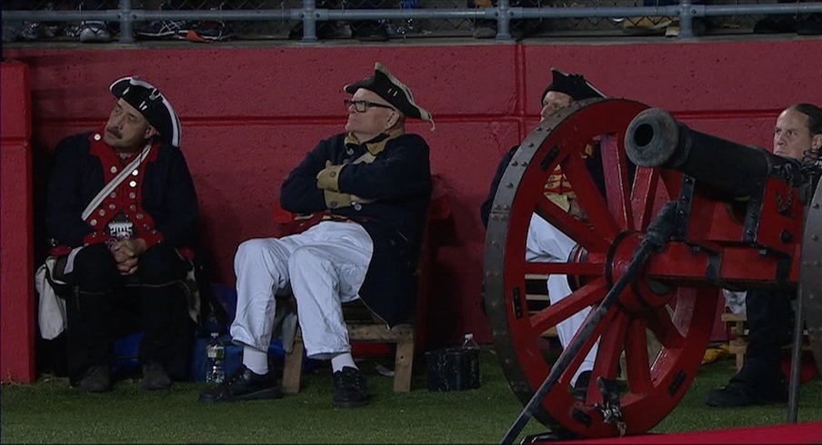 Rutgers cannon crew getting rowdy.