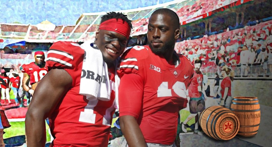 jerome baker and JT Barrett after the UNLV game, 2017