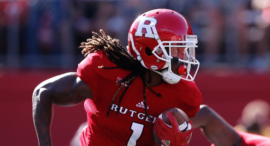 Sep 9, 2017; Piscataway, NJ, USA; Rutgers Scarlet Knights wide receiver Janarion Grant (1) returns a kick during first half against Eastern Michigan Eagles at High Point Solutions Stadium. Mandatory Credit: Noah K. Murray-USA TODAY Sports