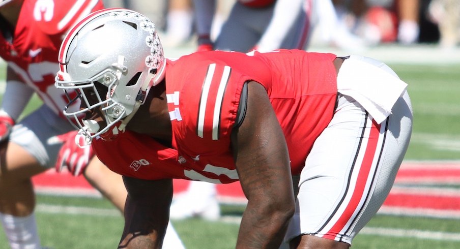 Jalyn Holmes is filling in for Dre'Mont Jones in Ohio State's starting lineup at defensive tackle.