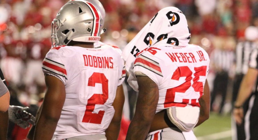 Mike Weber and J.K. Dobbins could have busy afternoons against Maryland.