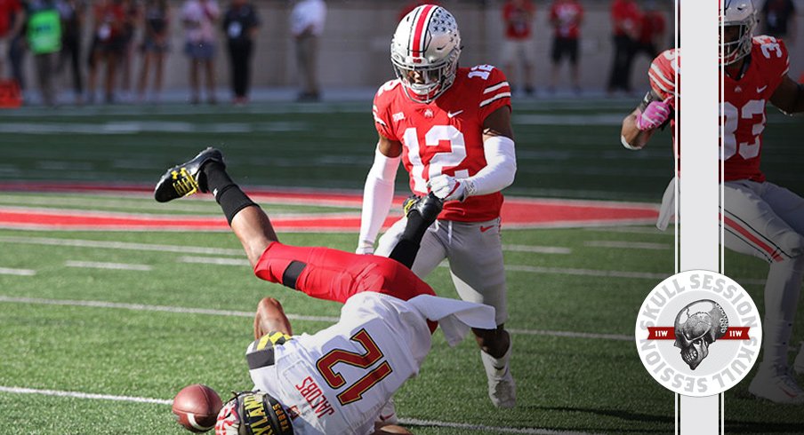 Denzel Ward crunches a Maryland bro for the October 9th 2017 Skull Session