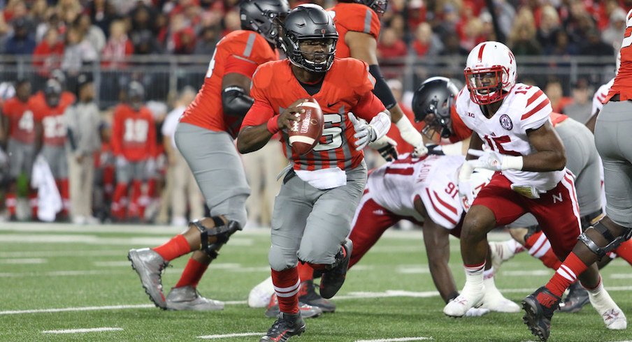 J.T. Barrett escapes the Nebraska defense during Ohio State's 62-3 win over the Cornhuskers in Columbus in 2016.