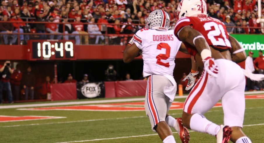 J.K. Dobbins rushed for 106 yards including this 52-yard score on Ohio State's first possession.