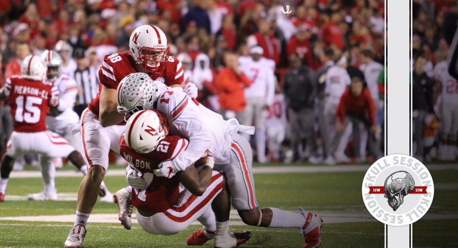 Jerome Baker knocks a mouthpiece out of the October 15 2017 Skull Session