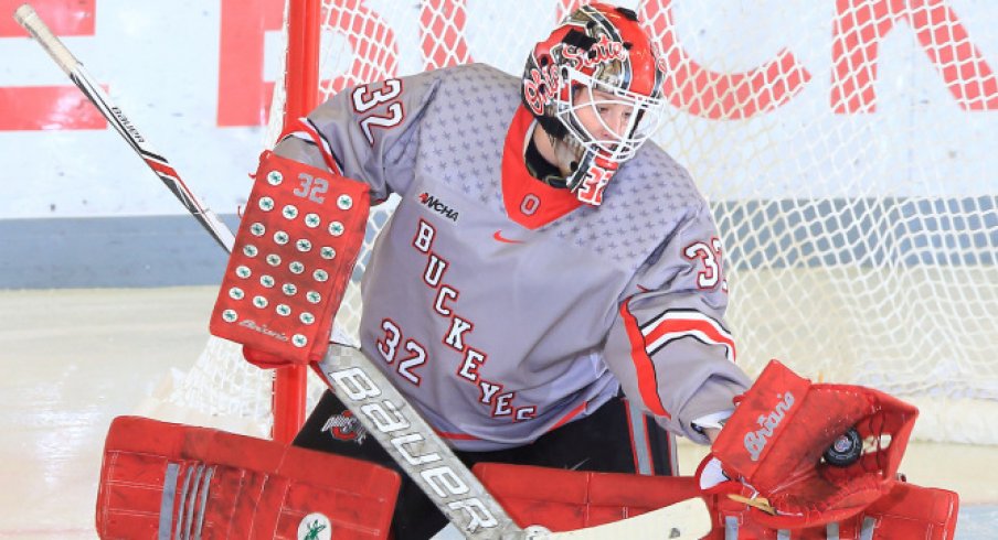 Ohio State goaltender Kassidy Sauve in wall mode.