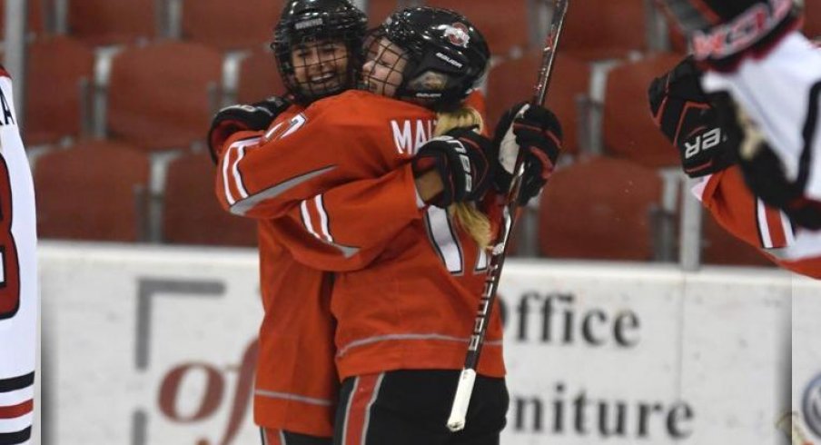 Ohio State celebrates a second shutout of St. Cloud State.