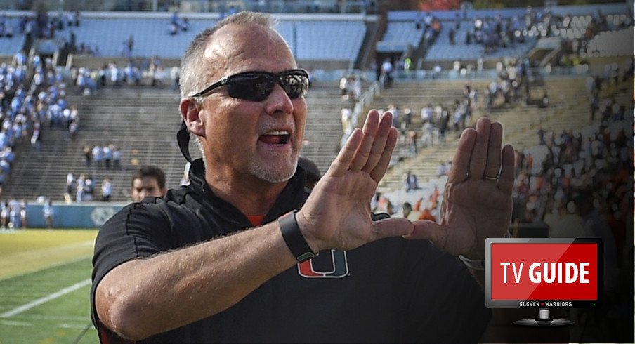 Oct 28, 2017; Chapel Hill, NC, USA; Miami Hurricanes head coach Mark Richt celebrates after the game of the game. The Hurricanes defeated the Tar Heels 24-19 at Kenan Memorial Stadium. Mandatory Credit: Bob Donnan-USA TODAY Sports