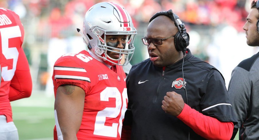 Ohio State running back Antonio Williams and coach Tony Alford