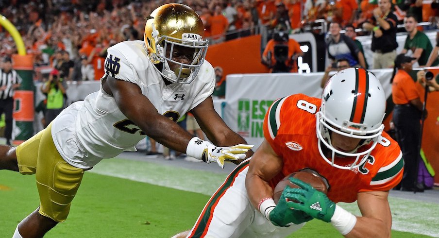 Miami's win over Notre Dame on Saturday night could help Ohio State's playoff chances.