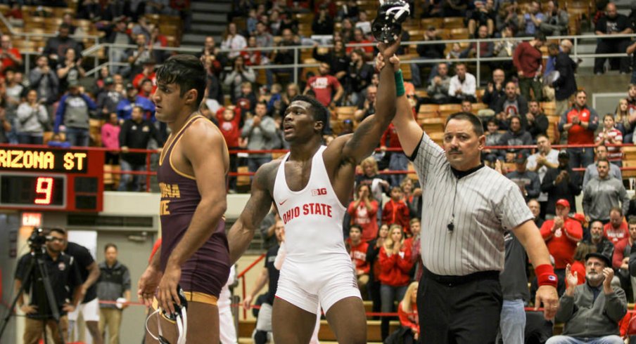 Te'Shan Campbell scored a big win in Sunday's dual.