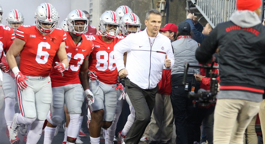 Ohio State enters the field before its final home game of the season against Illinois.