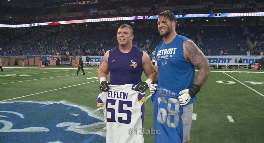 Decker and Elflein swap shirts