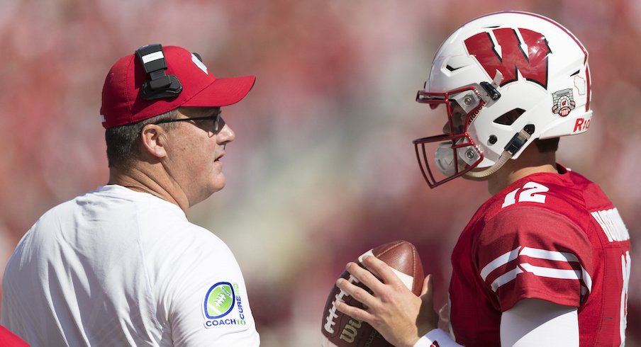 Wisconsin coach Paul Chryst (left) and quarterback Alex Hornibrook