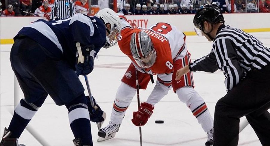 One of the only calm moments in Ohio State men's hockey's tilt with Penn State.