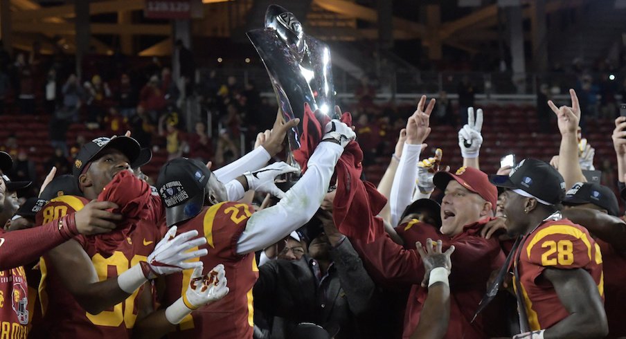 USC celebrates its 2017 Pac-12 championship.
