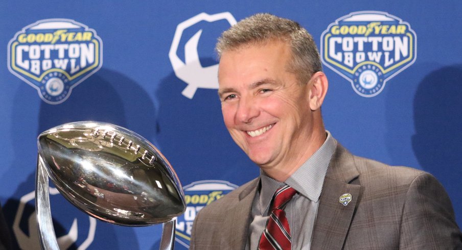 Urban Meyer and the Cotton Bowl Trophy