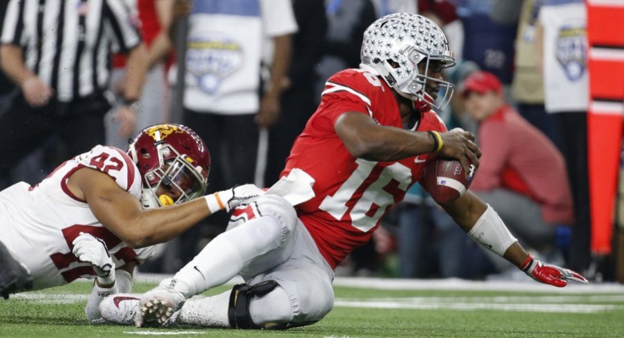 In his final game as a Buckeye, J.T. Barrett tallied 180 total yards and a pair of scores.