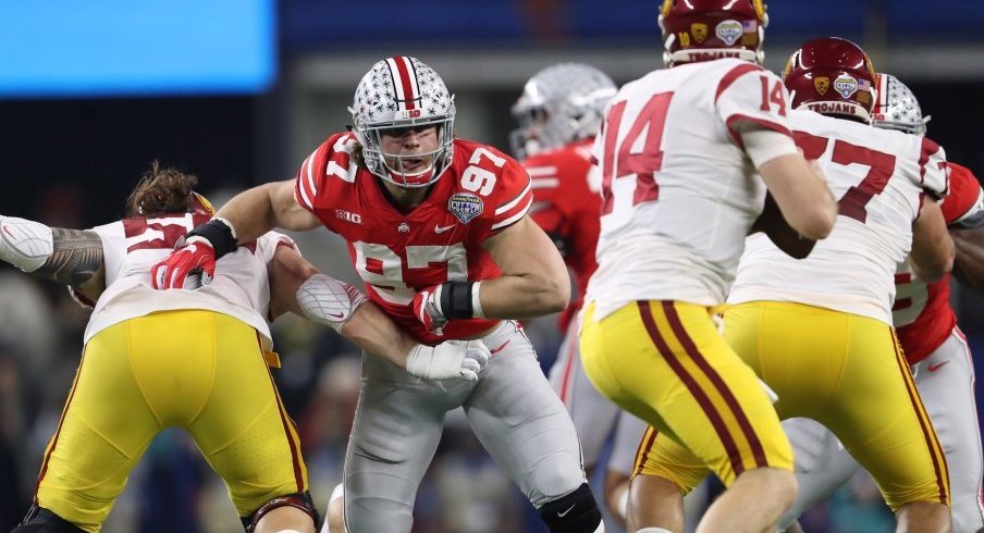 Nick Bosa and his defensive linemates feasted on an overwhelmed USC front to key Ohio State's Cotton Bowl win over the Trojans. (Photo: Matthew Emmons-USA TODAY Sports)