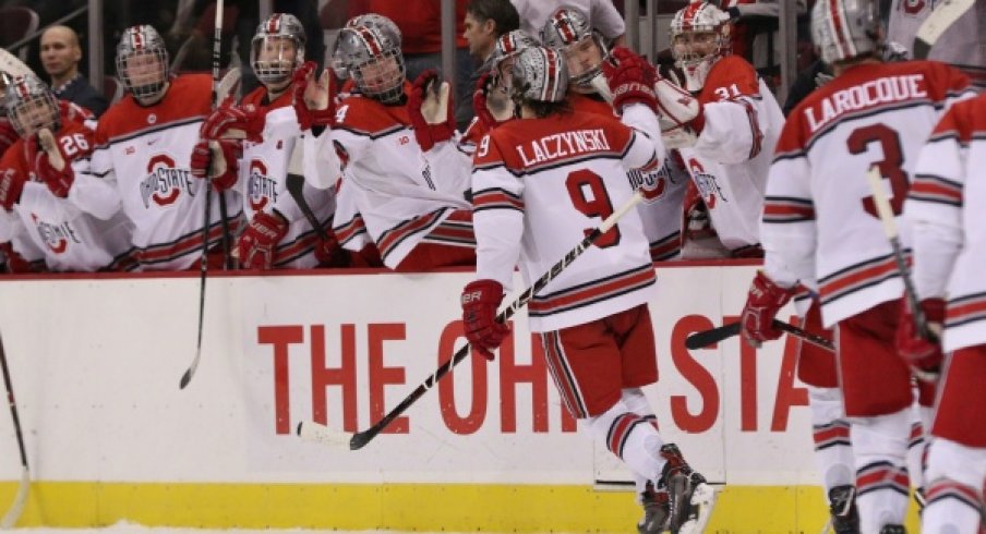 Buckeye forward Tanner Laczynski posted a goal and two assists in Ohio State's victory at Michigan State.
