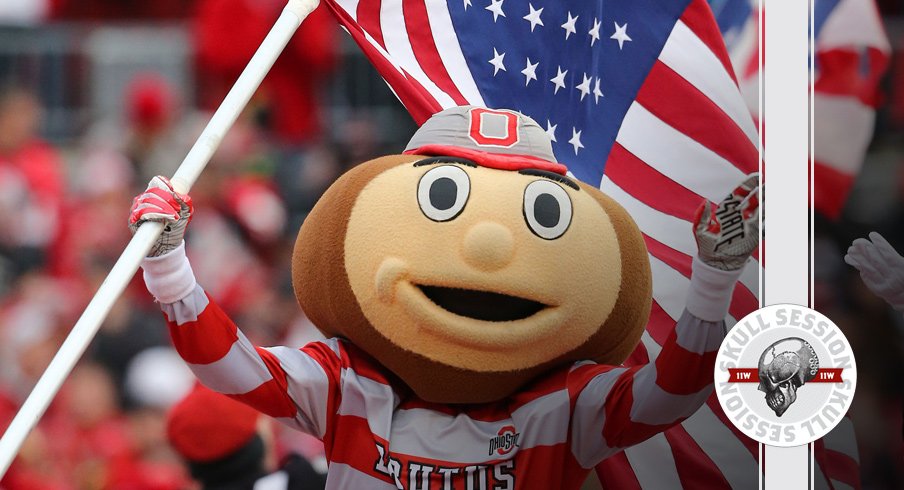 Brutus Buckeye waves the flag for the January 8th 2018 Skull Session.