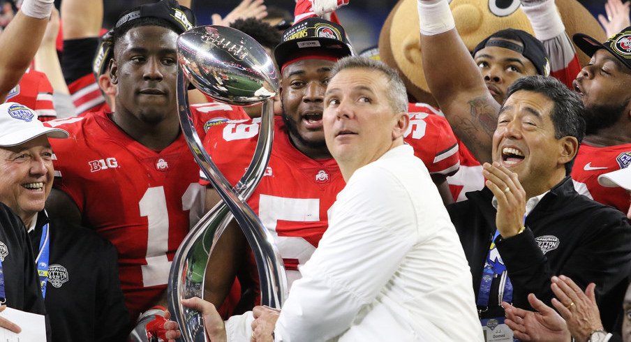 Urban Meyer and the Buckeyes celebrate after the Cotton Bowl.