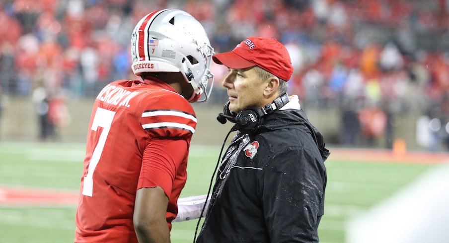 Urban Meyer and Dwayne Haskins.