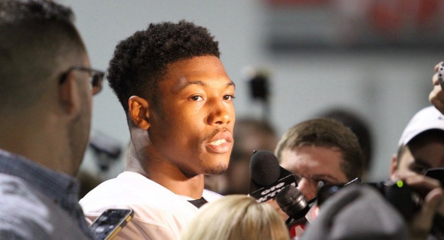 Perry at a media appearance at Ohio State