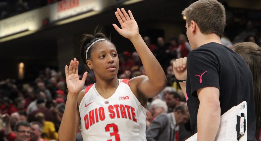 Kelsey Mitchell celebrate the win.