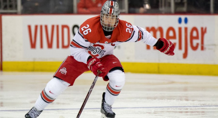 Buckeye captain Mason Jobst netted a pair of goals in Ohio State's Game 2 quarterfinal win over Michigan State.