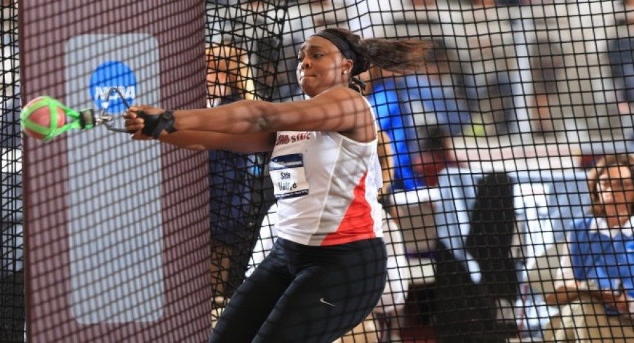 Sade Olatoye throws at NCAA Championships