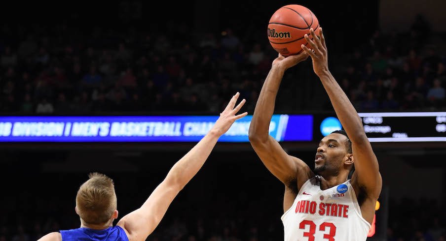 Keita Bates-Diop shoots over a South Dakota State defender.