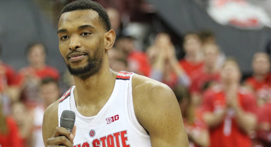 Keita Bates-Diop addresses Ohio State's home crowd on Senior Night.