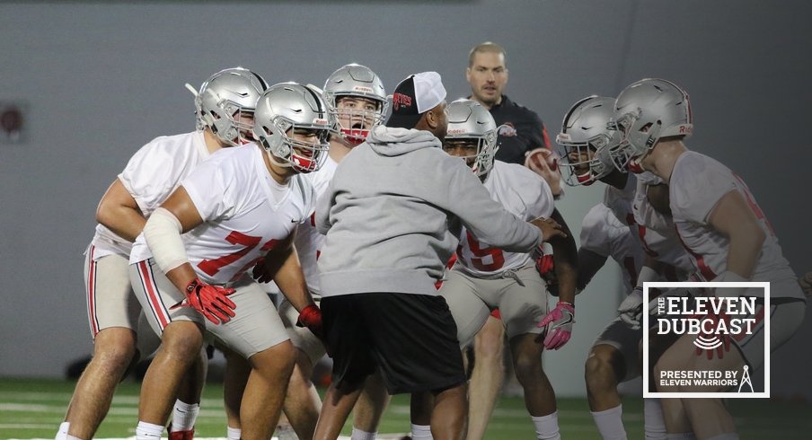 Ohio State assistant coach Taver Johnson and players