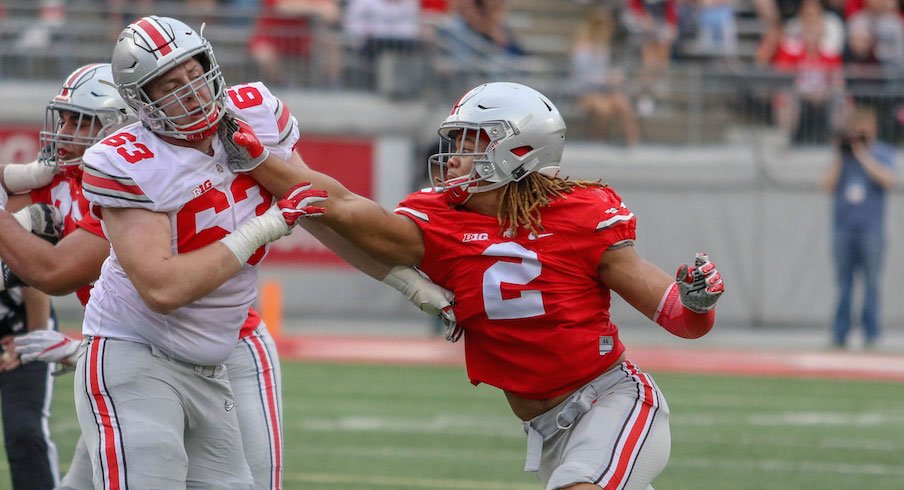 Chase Young rushes the passer against Kevin Woidke